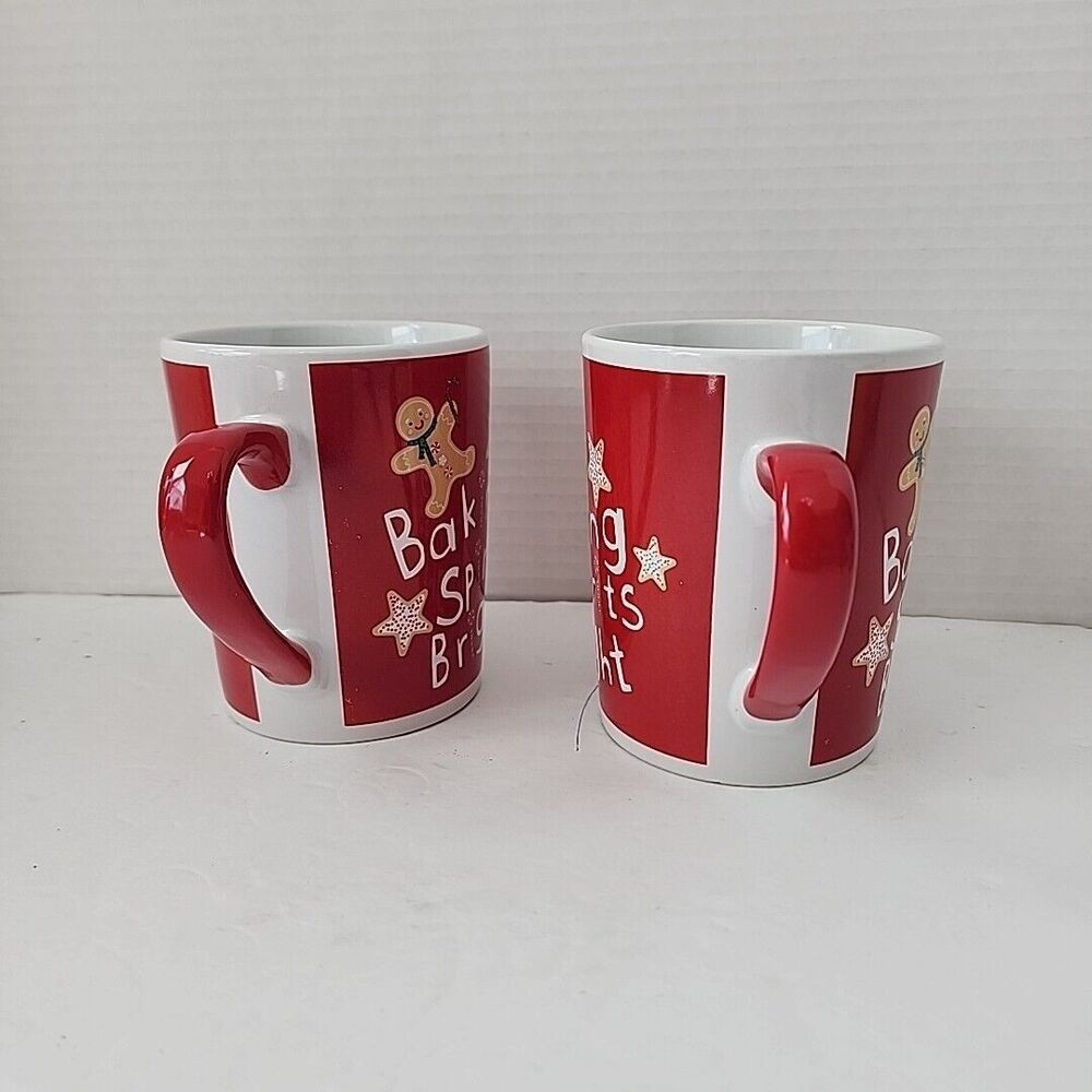 Royal Norfolk Christmas Coffee Mugs Baking Spirits Bright 8" Holiday Gingerbread - Picture 3 of 10